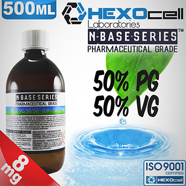 D.I.Y. - 500ml HEXOcell eLiquid Base (50% PG, 50% VG, 8mg/ml Nicotine)