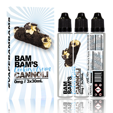 90ml COOKIES & CREAM CANNOLI 0mg High VG eLiquid (Without Nicotine) - eLiquid by Bam Bam's