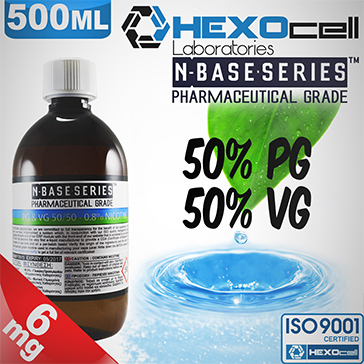D.I.Y. - 500ml HEXOcell eLiquid Base (50% PG, 50% VG, 6mg/ml Nicotine)