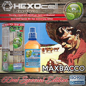 60ml MAXBACCO SPECIAL EDITION 3mg High VG eLiquid (With Nicotine, Very Low) - Natura eLiquid by HEXOcell