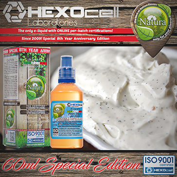 60ml VANILLA BUZZ SPECIAL EDITION 9mg High VG eLiquid (With Nicotine, Medium) - Natura eLiquid by HEXOcell