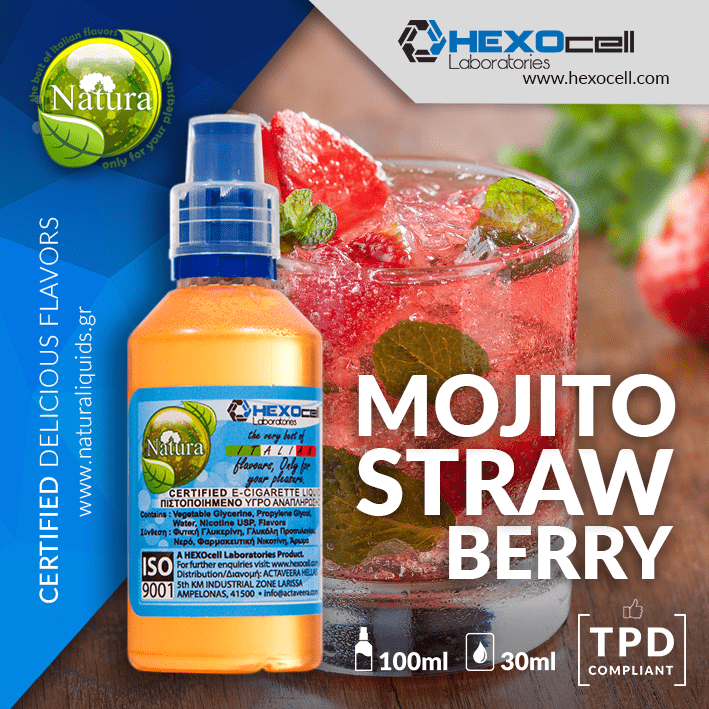 MIX & SHAKE - NATURA 30/60ML - MOJITO STRAWBERRY (ΚΟΚΤΕΙΛ ΜΟΧΙΤΟ ΜΕ ΦΡΑΟΥΛΑ)