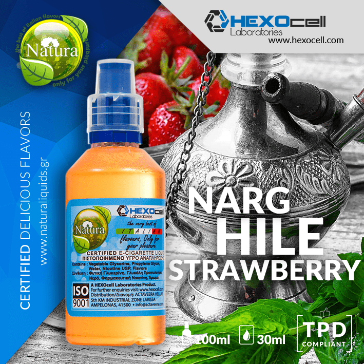 MIX & SHAKE - NATURA 30/60ML - NARGHILE STRAWBERRY ! (ΚΑΠΝΟΣ ΝΑΡΓΙΛΕ ΜΕ ΓΕΥΣΗ ΦΡΑΟΥΛΑ)