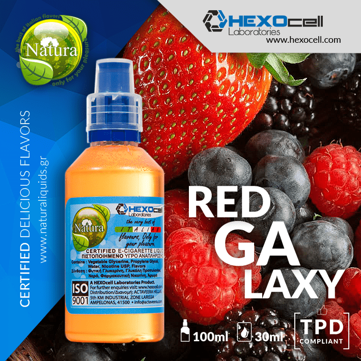 MIX & SHAKE - NATURA 30/60ML - RED GALAXY (ΦΡΑΟΥΛΑ, ΣΜΕΟΥΡΑ, ΒΑΤΟΜΟΥΡΑ & ΜΥΡΤΙΛΑ)