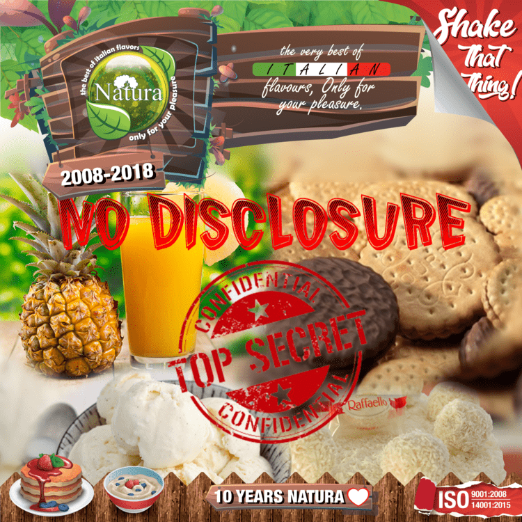 MIX & SHAKE - NATURA SPECIAL 60/100ML - NO DISCLOSURE (ΑΝΑΝΑΣ, ΜΠΙΣΚΟΤΑ ΣΟΚΟΛΑΤΑΣ, ΠΑΓΩΤΟ ΒΑΝΙΛΙΑ & ΚΑΡΥΔΑ) εικόνα 1