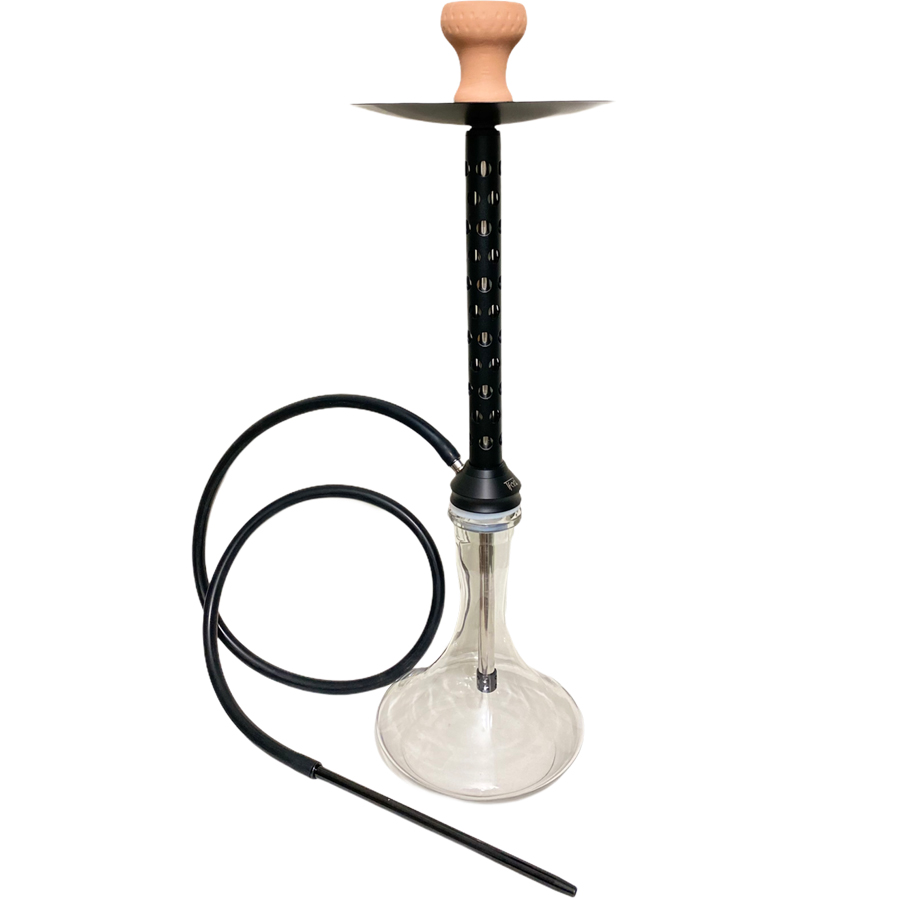 SHISHA - ΝΑΡΓΙΛΕΣ - ΗΟΚ61 ΓΥΑΛΙΝΟΣ ΜΕ ΚΕΡΑΜΙΚΗ ΒΑΣΗ ΚΑΙ ΣΩΛΗΝΑ ΑΛΟΥΜΙΝΙΟΥ 73cm ΜΟΝΟΣ ( BLACK / ΜΑΥΡΟ ) εικόνα 1