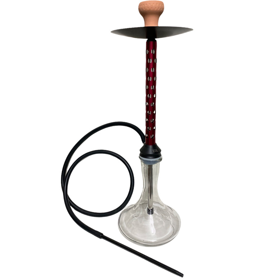 SHISHA - ΝΑΡΓΙΛΕΣ - ΗΟΚ61 ΓΥΑΛΙΝΟΣ ΜΕ ΚΕΡΑΜΙΚΗ ΒΑΣΗ ΚΑΙ ΣΩΛΗΝΑ ΑΛΟΥΜΙΝΙΟΥ 73cm ΜΟΝΟΣ ( RED / KOKKINO ) εικόνα 1