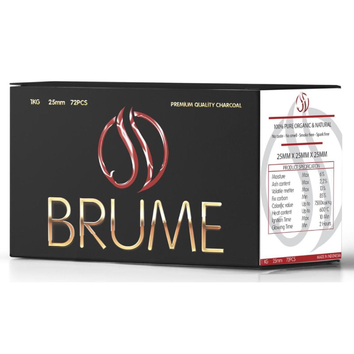 SHISHA - ΑΞΕΣΟΥΑΡ - BRUME PREMIUM ΚΑΡΒΟΥΝΑ 100% ΦΥΣΙΚΑ 1kg 72x ΚΥΒΟΙ 25mm εικόνα 1