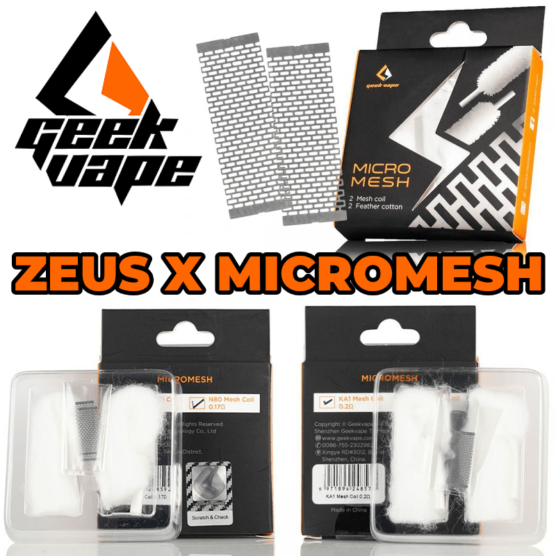 ΑΤΜΟΠΟΙΗΤΗΣ - 2x ΣΥΡΜΑ GEEKVAPE ZEUS X MICROMESH KA1 ( KTR KANTHAL MESH RTA 0.2 ohm ) & 2x ΟΡΓΑΝΙΚΟ ΒΑΜΒΑΚΙ εικόνα 1