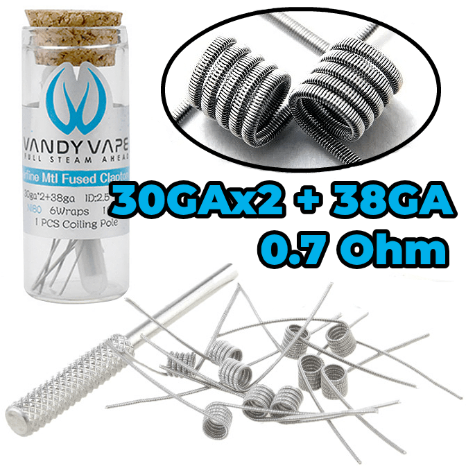 ΑΤΜΟΠΟΙΗΤΗΣ - 10x ΕΤΟΙΜΗ ΑΝΤΙΣΤΑΣΗ VANDY VAPE - SUPERFINE MTL FUSED CLAPTON Ni80 ( 2x30GA + 38GA )( 0.7 ohm ) & 1x ΣΤΥΛΟΣ ΤΥΛΙΓΜΑΤΟΣ εικόνα 1