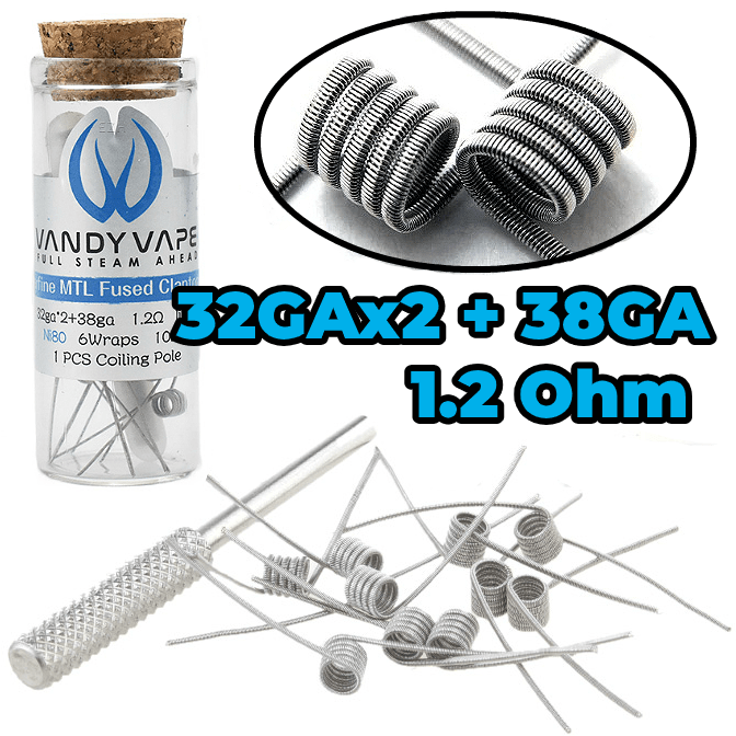 ΑΤΜΟΠΟΙΗΤΗΣ - 10x ΕΤΟΙΜΗ ΑΝΤΙΣΤΑΣΗ VANDY VAPE - SUPERFINE MTL FUSED CLAPTON Ni80 ( 2x32GA + 38GA )( 1.2 ohm ) & 1x ΣΤΥΛΟΣ ΤΥΛΙΓΜΑΤΟΣ εικόνα 1