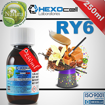 250ml RY6 9mg eLiquid (With Nicotine, Medium) - Natura eLiquid by HEXOcell