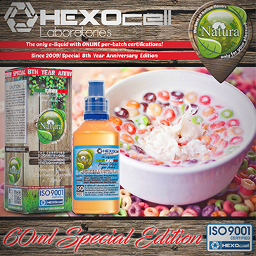 60ml CEREAL BLAST SPECIAL EDITION 3mg High VG eLiquid (With Nicotine, Very Low) - Natura eLiquid by HEXOcell