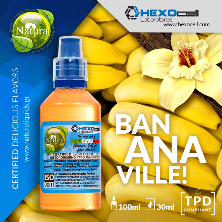 MIX & SHAKE - NATURA 30/60ML - BANANAVILLE! (ΜΠΑΝΑΝΑ & ΒΑΝΙΛΙΑ)