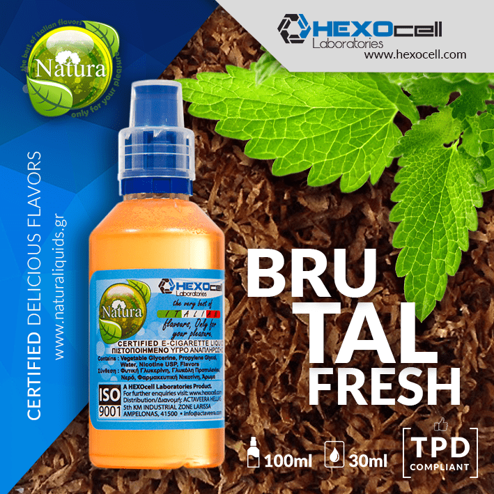 MIX & SHAKE - NATURA 30/60ML - BRUTAL FRESH (ΤΟΥΡΚΙΚΟΣ ΚΑΠΝΟΣ, ΒΙΡΤΖΙΝΙΑ & ΕΝΤΟΝΗ ΜΕΝΤΑ)