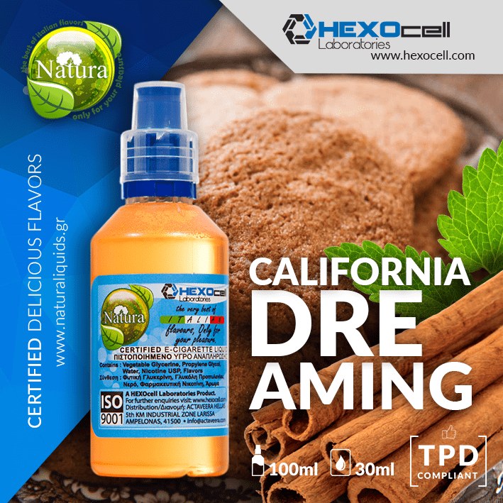 MIX & SHAKE - NATURA 30/60ML - CALIFORNIA DREAMING (ΚΑΝΕΛΑ, ΜΠΙΣΚΟΤΟ & ΜΕΝΤΑ)