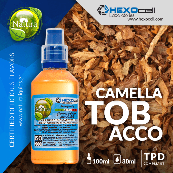 MIX & SHAKE - NATURA 30/60ML - CAMELLA TOBACCO (ΞΥΛΩΔΗΣ & ΓΗΙΝΟΣ ΜΕΤΡΙΑΣ ΕΝΤΑΣΗΣ ΤΟΥΡΚΙΚΟΣ ΚΑΠΝΟΣ)