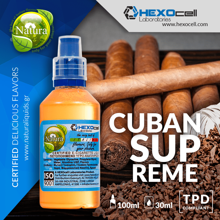 MIX & SHAKE - NATURA 30/60ML - CUBAN SUPREME (ΕΚΛΕΚΤΟΣ ΚΑΠΝΟΣ ΠΟΥΡΟΥ & ΚΑΚΑΟ)