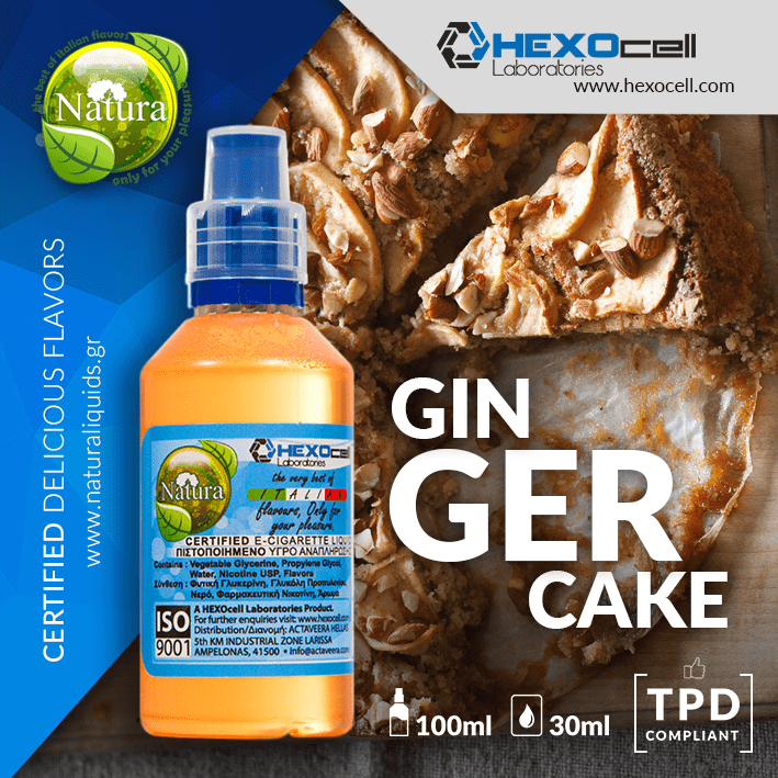 MIX & SHAKE - NATURA 30/60ML - GINGER CAKE (ΚΕΙΚ ΤΖΙΝΤΖΕΡ)