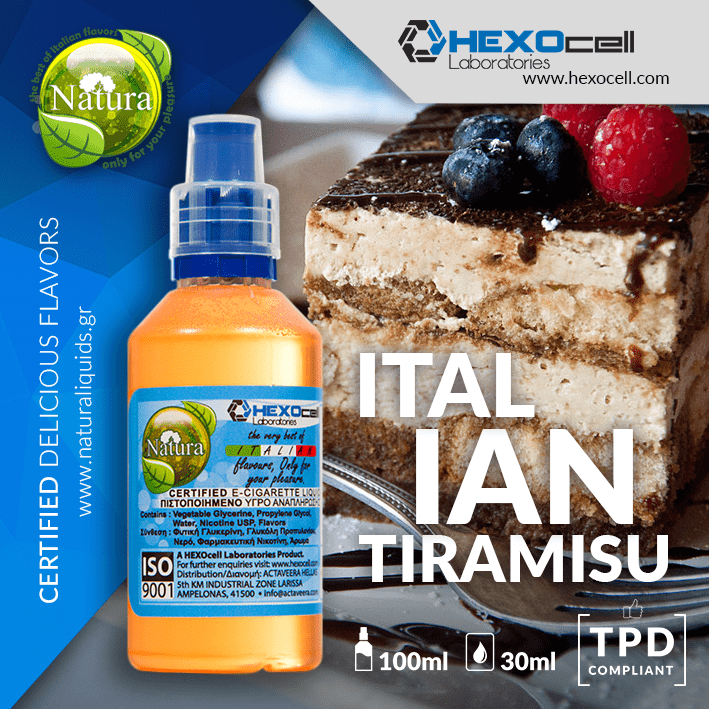 MIX & SHAKE - NATURA 30/60ML - ITALIAN TIRAMISU (ΙΤΑΛΙΚΟ ΓΛΥΚΟ ΤΙΡΑΜΙΣΟΥ)