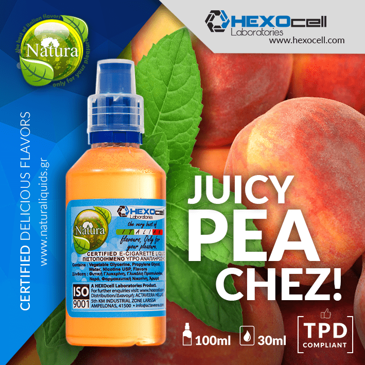 MIX & SHAKE - NATURA 30/60ML - JUICY PEACHEZ! (ΡΟΔΑΚΙΝΟ & ΜΕΝΤΑ)