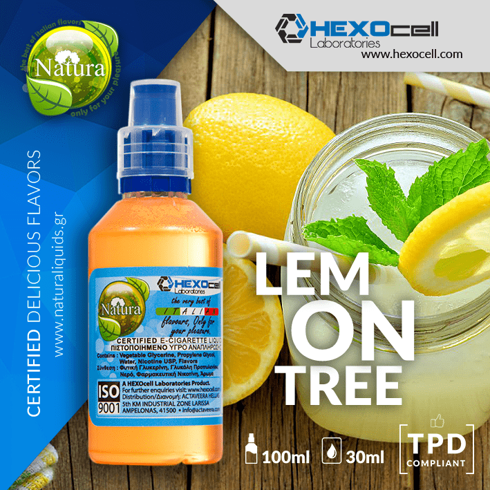 MIX & SHAKE - NATURA 30/60ML - LEMON TREE (ΓΛΥΚΟ ΛΕΜΟΝΙ ΜΕ ΓΗΙΝΕΣ ΝΟΤΕΣ ΑΠΟ ΞΥΛΟ ΛΕΜΟΝΙΑΣ)