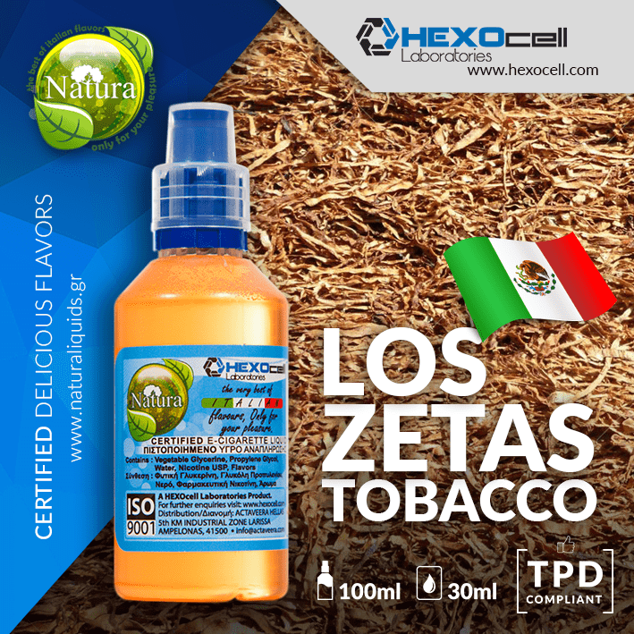 MIX & SHAKE - NATURA 30/60ML - LOS ZETAS TOBACCO (ΗΠΙΟΣ & ΠΙΚΑΝΤΙΚΟΣ ΜΕΞΙΚΑΝΙΚΟΣ ΚΑΠΝΟΣ)