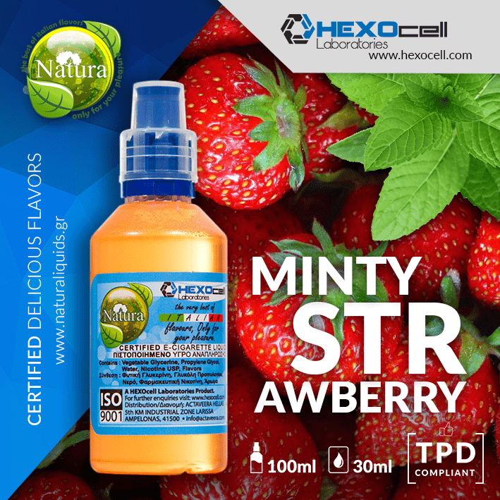 MIX & SHAKE - NATURA 30/60ML - MINTY STRAWBERRY (ΦΡΑΟΥΛΑ & ΜΕΝΤΑ)