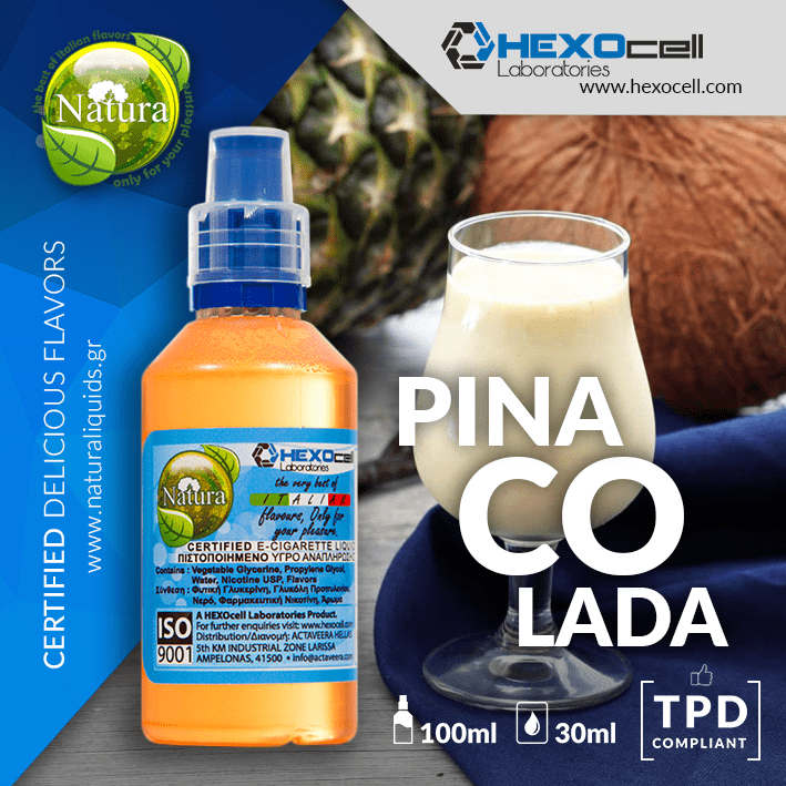 MIX & SHAKE - NATURA 30/60ML - PINA COLADA (ΚΟΚΤΕΙΛ ΠΙΝΑ ΚΟΛΑΝΤΑ)