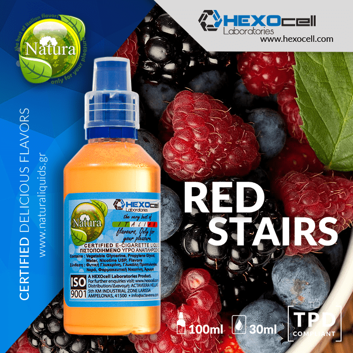 MIX & SHAKE - NATURA 30/60ML - RED STAIRS (ΚΡΑΝΜΠΕΡΙ, ΦΡΑΟΥΛΑ, ΚΟΚΚΙΝΟ ΣΤΑΦΥΛΙ, ΣΜΕΟΥΡΟ, ΒΑΤΟΜΟΥΡΟ & ΜΕΝΤΑ)