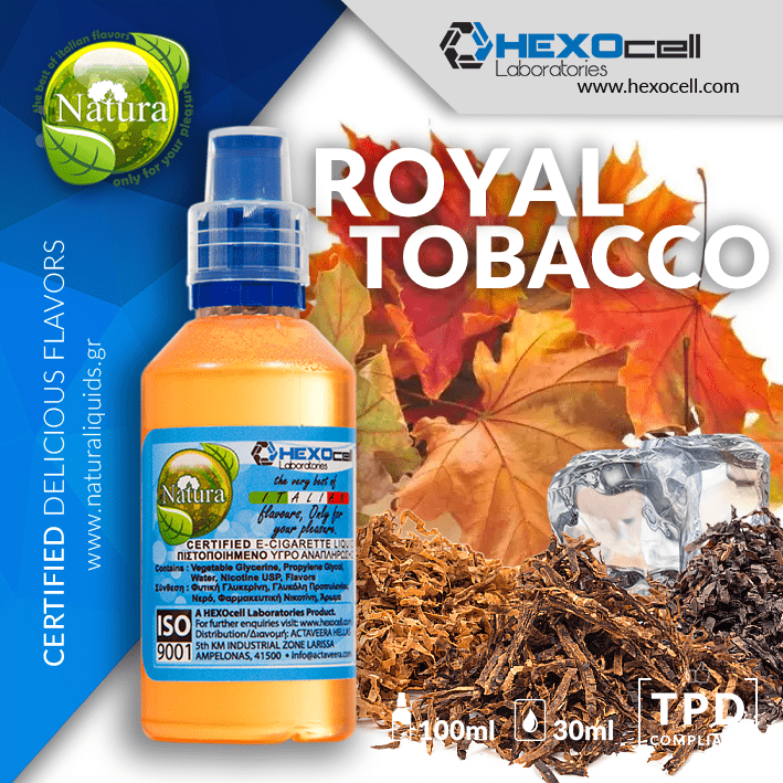 MIX & SHAKE - NATURA 30/60ML - ROYAL TOBACCO (ΠΟΛΥΤΕΛΕΣ ΜΙΓΜΑ ΑΠΑΛΩΝ ΚΑΠΝΩΝ ΚΑΙ ΜΕΝΘΟΛΗΣ)