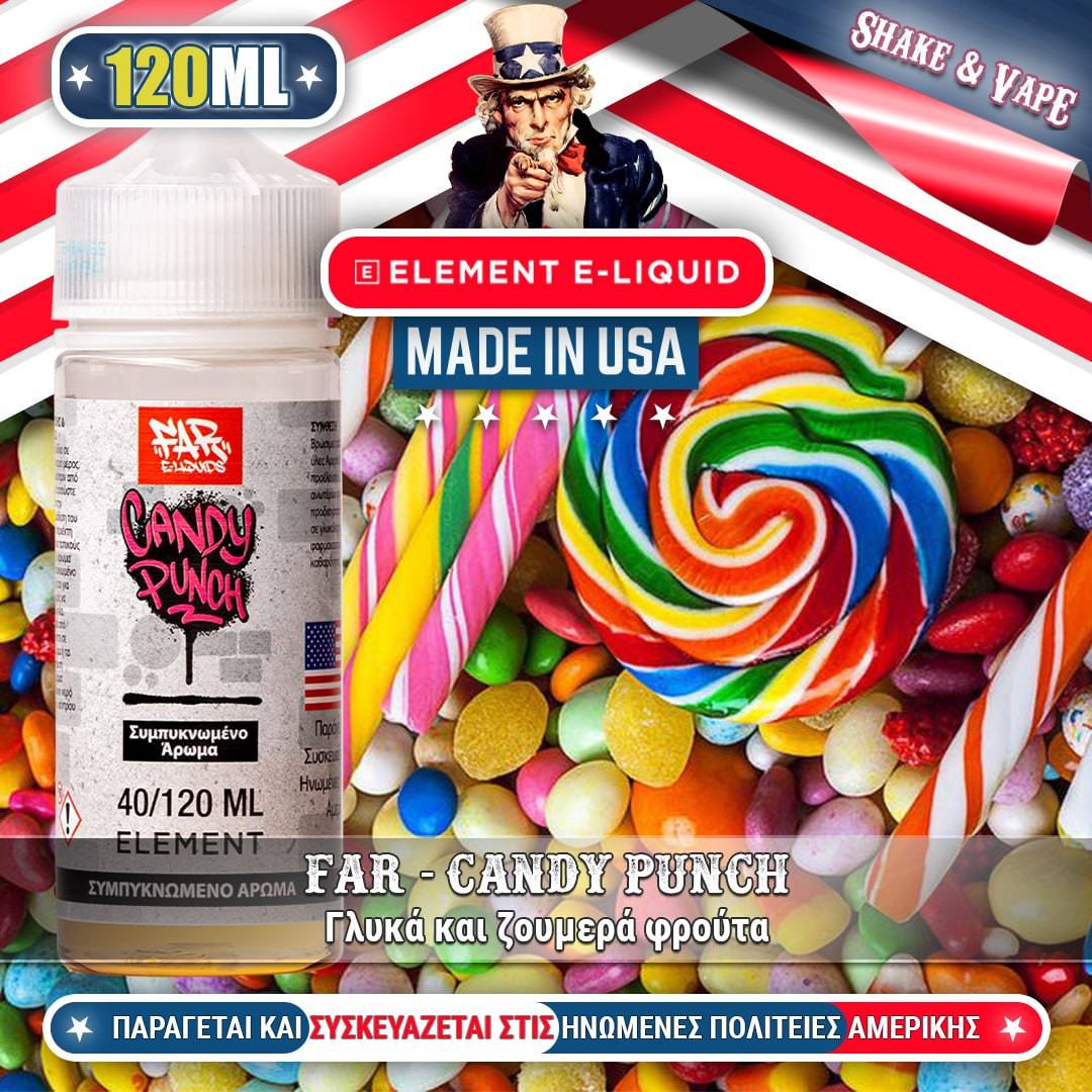 MIX & SHAKE - ELEMENT 40/120ML FAR CANDY PUNCH (ΓΛYΚΑ ΚΑΙ ΖΟΥΜΕΡΑ ΦΡΟΥΤΑ) * TPD *