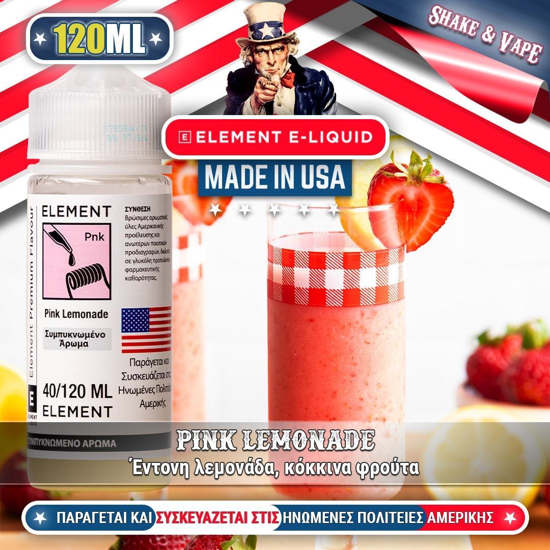 MIX & SHAKE - ELEMENT 40/120ML PINK LEMONADE (ΕΝΤΟΝΗ ΛΕΜΟΝΑΔΑ/ΚΟΚΚΙΝΑ ΦΡΟΥΤΑ) * TPD *