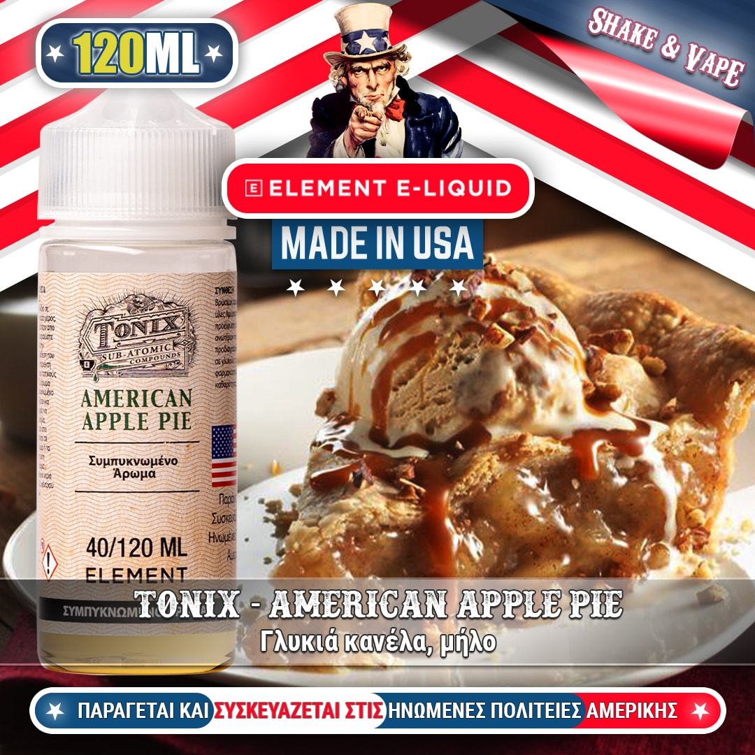 MIX & SHAKE - ELEMENT 40/120ML TONIX AMERICAN APPLE PIE (ΓΛΥΚΙΑ ΚΑΝΕΛΑ/ΜΗΛΟ) * TPD *