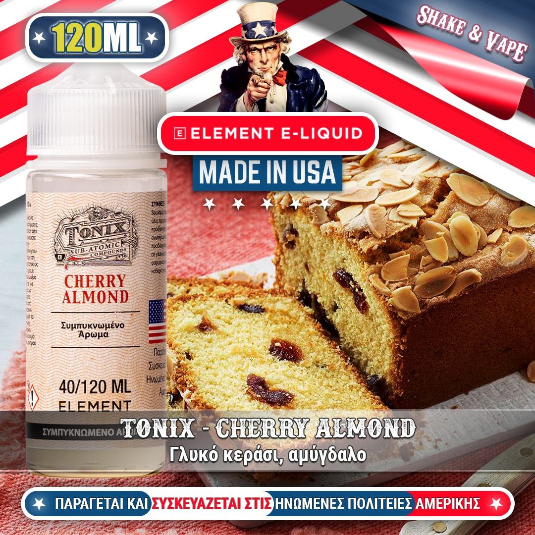 MIX & SHAKE - ELEMENT 40/120ML TONIX CHERRY ALMOND (ΓΛΥΚΟ ΚΕΡΑΣΙ/ΑΜΥΓΔΑΛΟ) * TPD *