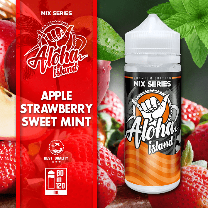 MIX & SHAKE - ALOHA ISLAND 80/120ML APPLE STRAWBERRY SWEET MINT * TPD *