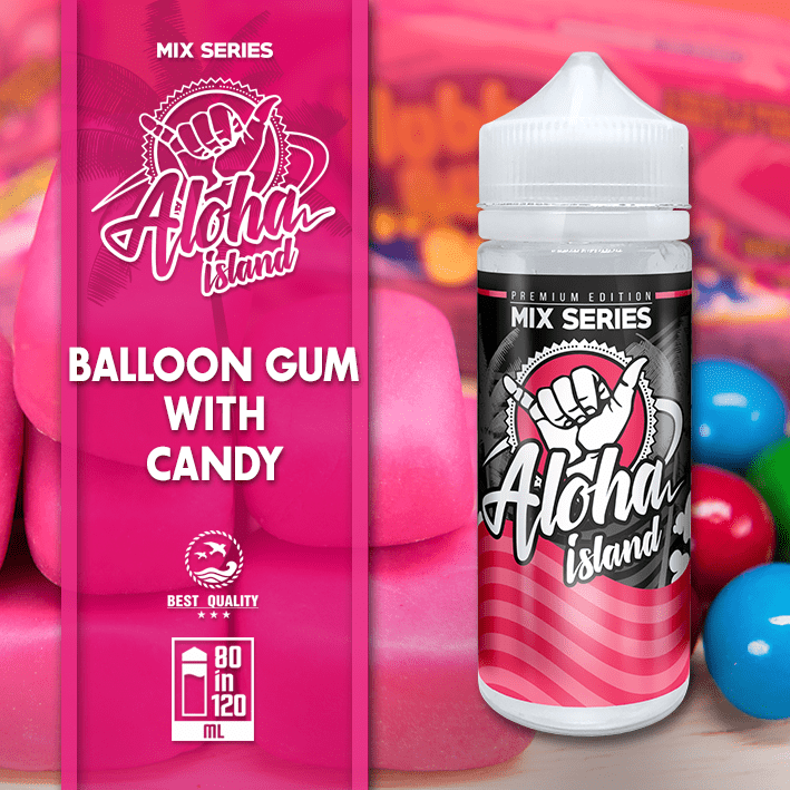 MIX & SHAKE - ALOHA ISLAND 80/120ML BALLOON GUM WITH CANDY * TPD *