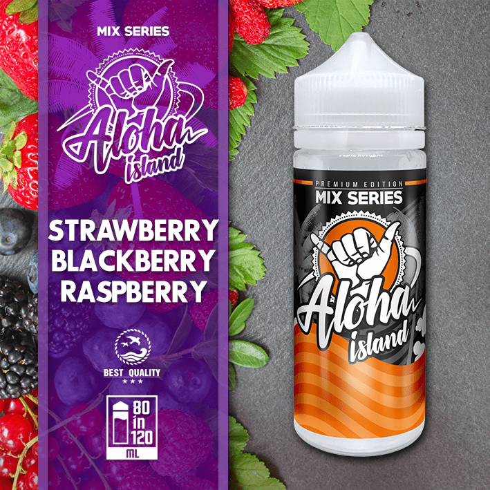 MIX & SHAKE - ALOHA ISLAND 80/120ML STRAWBERRY BLACKBERRY RASPBERRY BLUEBERRY * TPD *