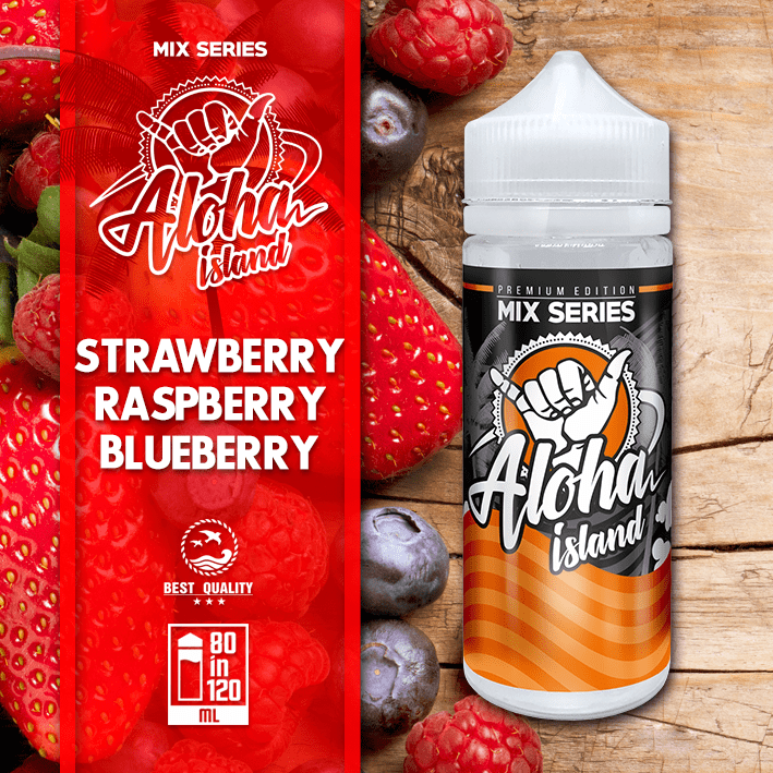 MIX & SHAKE - ALOHA ISLAND 80/120ML STRAWBERRY RASPBERRY BLUEBERRY * TPD *