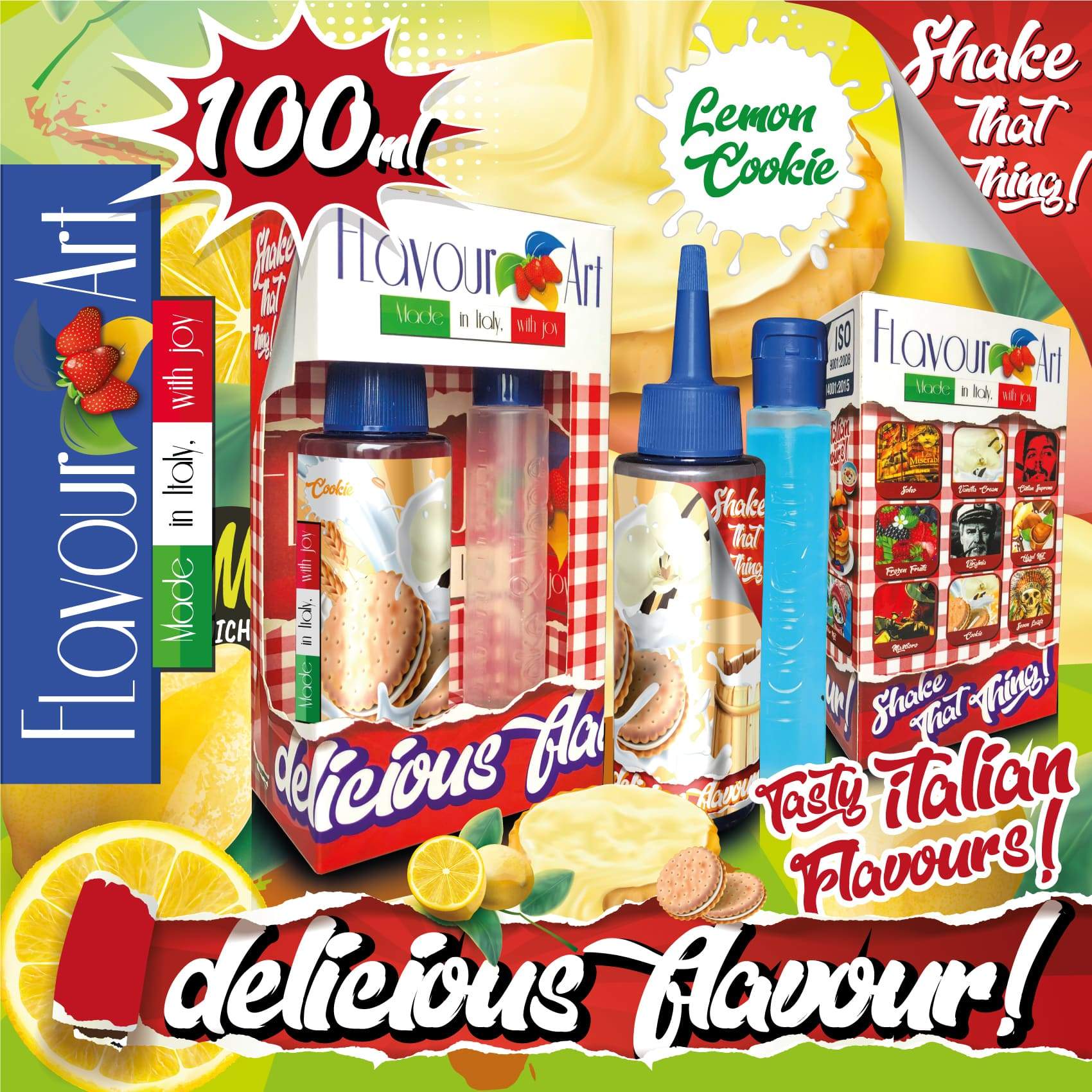 MIX & SHAKE - FLAVOURART ITALY 60/100ML - COOKIE LEMON (ΛΕΜΟΝΙ & ΣΠΙΤΙΚΑ ΜΠΙΣΚΟΤΑ)