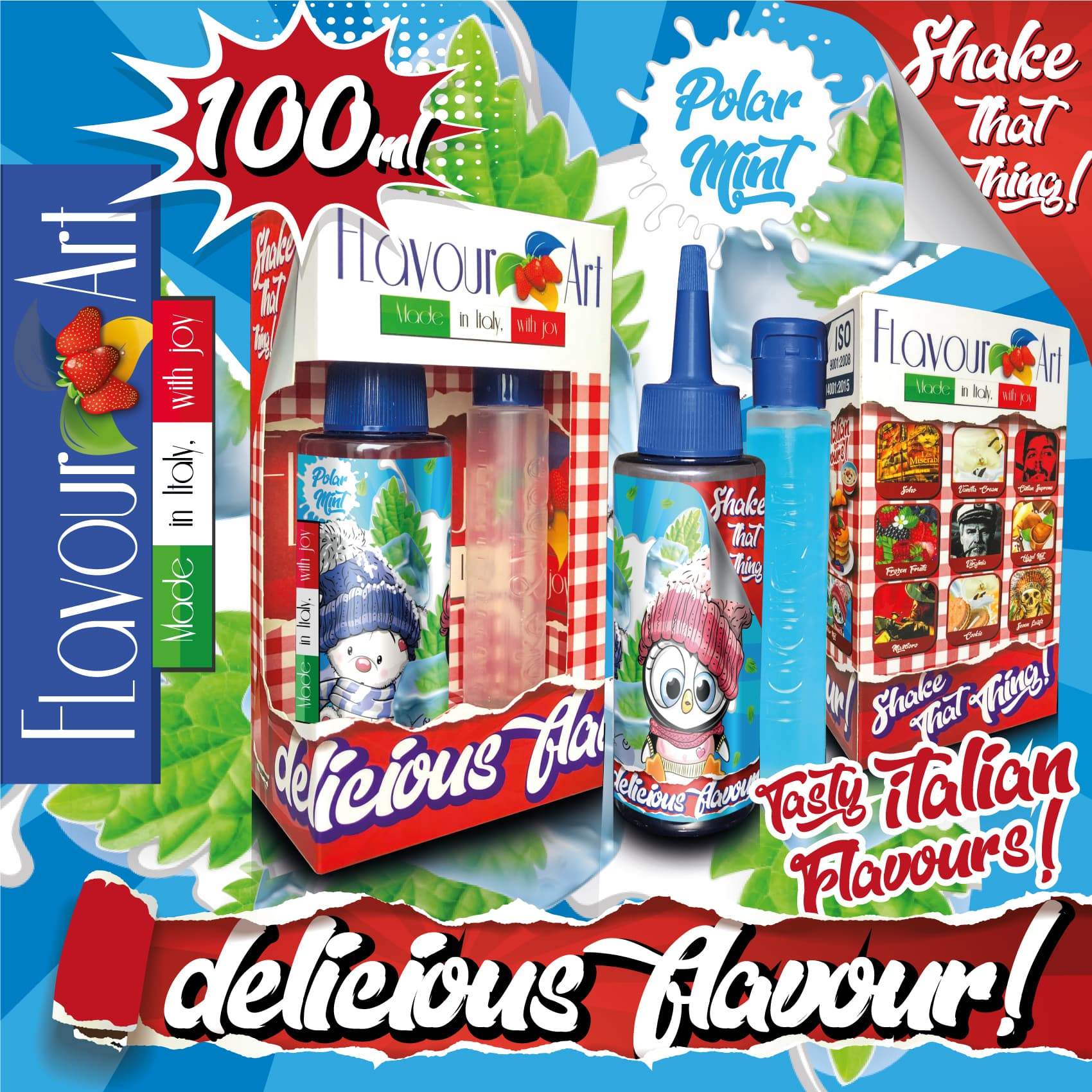 MIX & SHAKE - FLAVOURART ITALY 60/100ML - POLAR MINT (ΓΛΥΚΙΑ ΜΕΝΤΑ)