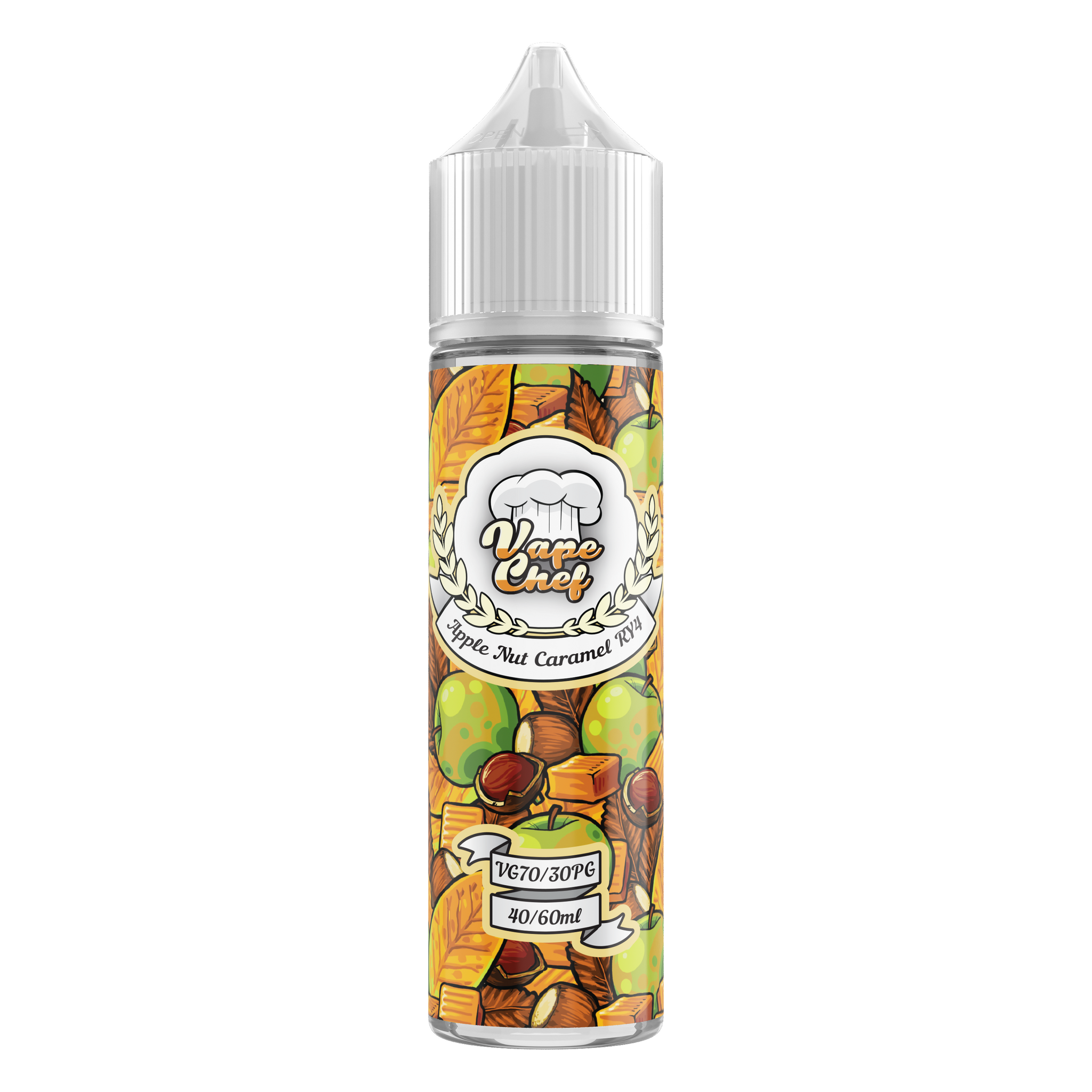 MIX & SHAKE - VAPE CHEF 40/60ML APPLE NUT CARAMEL RY4 * TPD *