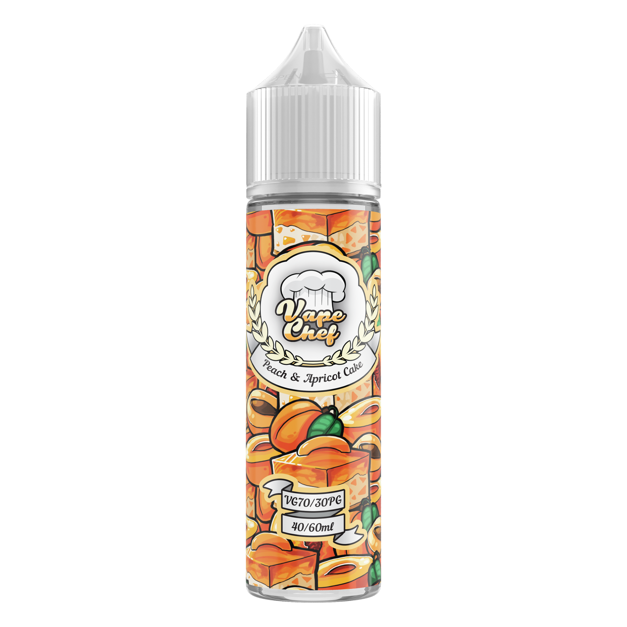 MIX & SHAKE - VAPE CHEF 40/60ML PEACH & APRICOT CAKE * TPD *