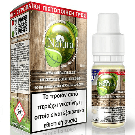 ELIQUID - 10ML - NATURA by HEXOCELL - 7 LEAVES 3mg (ΕΠΤΑ ΠΟΙΚΙΛΙΕΣ ΚΑΠΝΟΥ) * TPD GREECE *