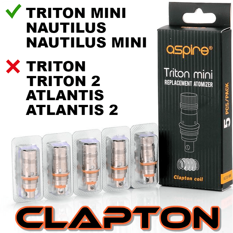 ΑΤΜΟΠΟΙΗΤΗΣ - 1x ΚΕΦΑΛΗ ASPIRE TRITON MINI 2 / NAUTILUS BVC ( 1.8 ohm ) ** CLAPTON **