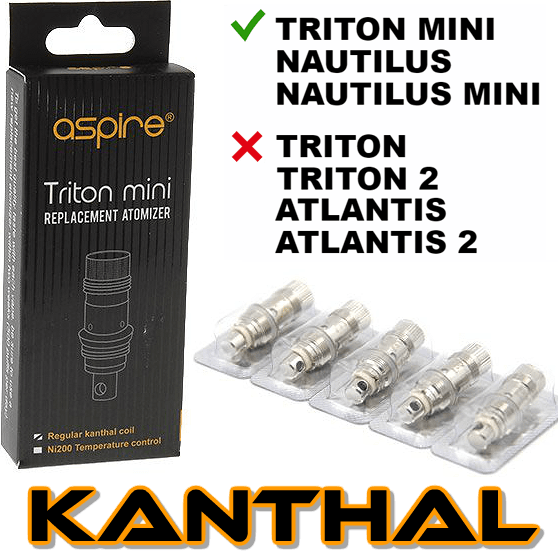 ΑΤΜΟΠΟΙΗΤΗΣ - 1x ΚΕΦΑΛΗ ASPIRE TRITON MINI 2 / NAUTILUS BVC A1 KANTHAL (1.2 ohm)