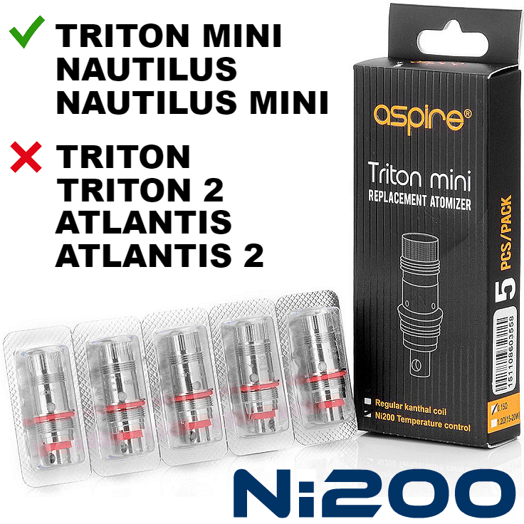 ΑΤΜΟΠΟΙΗΤΗΣ - 1x ΚΕΦΑΛΗ ASPIRE TRITON MINI 2 / NAUTILUS BVC ni200 (0.15 ohm)